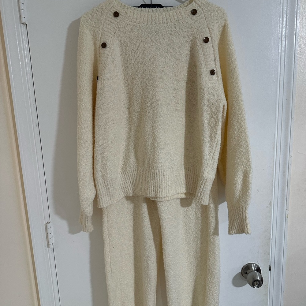 Princess Polly Cream Boulce Top with matching Pants